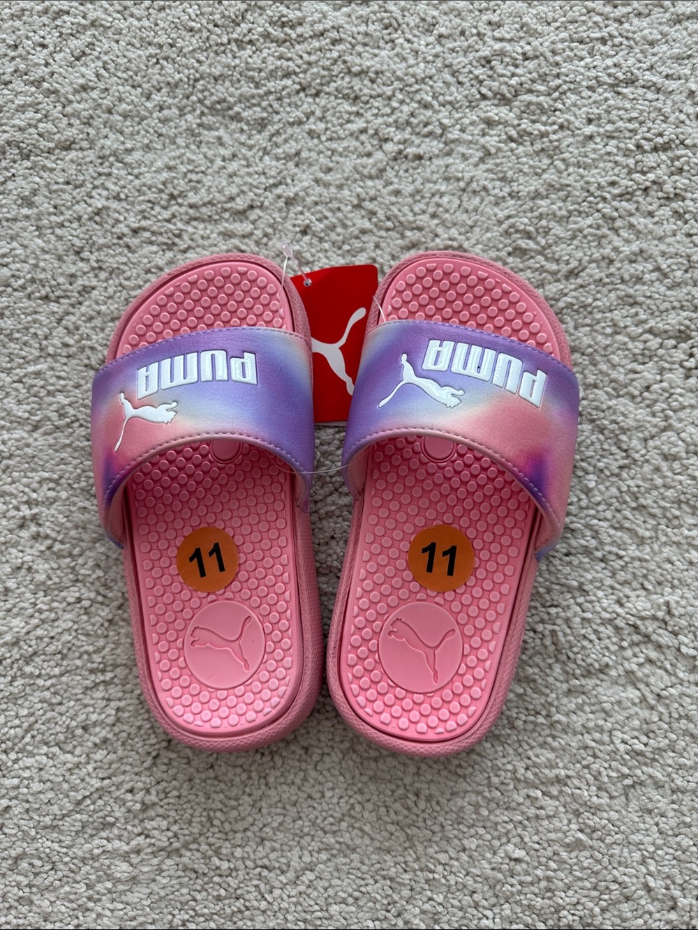 Puma Kids Pink and Purple Gradient Slide Sandals